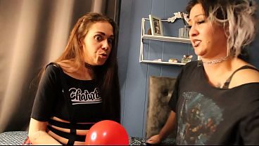 Goth Girls SluttySarah and OddDodd Helium Inhalation Small Penis Humiliation