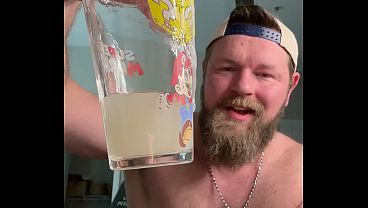 Tall Hunk Fills a Glass With Load After Load of Sperm