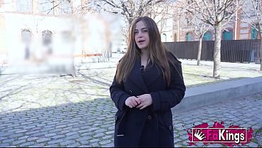 Shameless slut flashes tits on street and fishes for cock. Marta Villalobos, corner hooker on FAKings