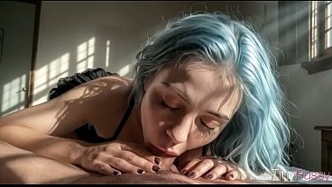 A skinny bitch with blue hair begged me to fuck her [AI]