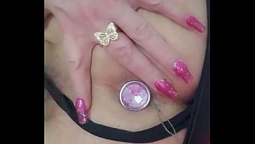 Laura shows off her crystal butt plug