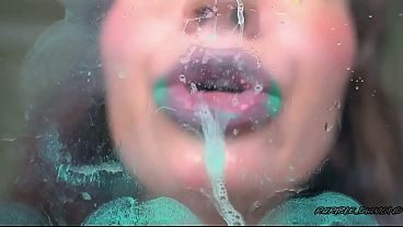 Minty messy deep octopus kisses   spit fetish