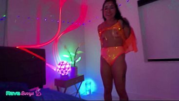 Curvy Petite Fitbadonk Gets Swept Into A Heated Neon Encounter!