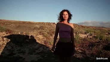 Beautiful girl on a camper site teased him