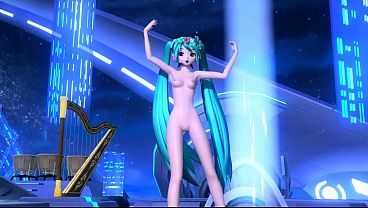 Hatsune Miku is watching you look at her boobs and pussy