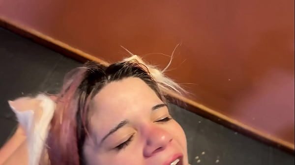 Drinking milk from the floor while they're fucking a kitten's ass - Full Video