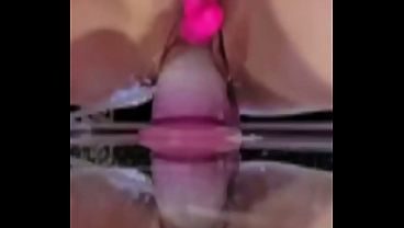 Dirty talking wife squirts three times on video call