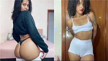 Punheta Guiada! Latina 116cm de bunda Provando calças de academia, rebolando twerking