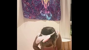 Femme Sandy - Peeing in Bowl & Swallowing (bunny Outfit)
