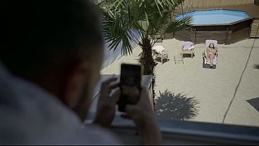 Damn HOT German MILF with big, natural breasts gets fucked by the neighbor.