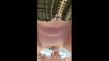Trashy MILF's cum overload drips down onto the camera