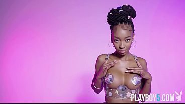 Big booty and tits black teen model SaBrea Phenix with Playboy