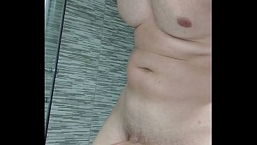 Hard erection before taking a shower