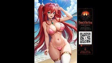 Anime Beach Girls –  Bikini Showcase | NSFW Anime Art AI Hentai Ecchi Big Boobs- Canvas Art prints Available at DarkIsTheSunPublishing