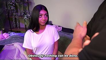 Muscular man with a big cock fucks his stepdaughter when they're alone at home
