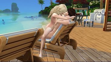 Casal apaixonado faz sexo em público na praia. The Sims 4