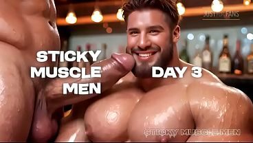 Sticky Muscle Men Day 3 Preview, AI-Generated Muscle Guys, Big Dicks, Big Cum Loads