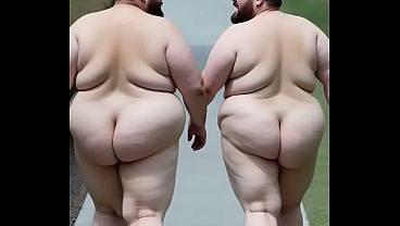 2 fat white chub ass