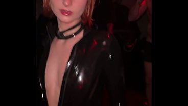 Rave slut in shiny latex takes dick after the club