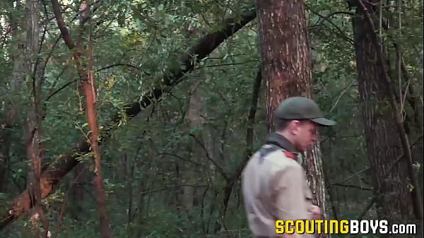 Throbbing cock scout Cole sucked off before bareback sex