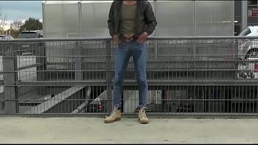 pissing in my skinny jeans at a parking lot