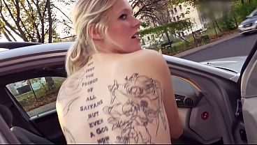 Crazy Exhibitionist Drives Naked At Day Time and Fucks Guy