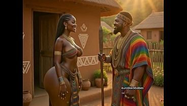 Sexy African AI ebony village maiden big boobs big ass seduced and raw fucked by handsome big dick prince. Hardcore creampie sex in traditional hut: blowjob, doggy, missionary, massive tits bouncing