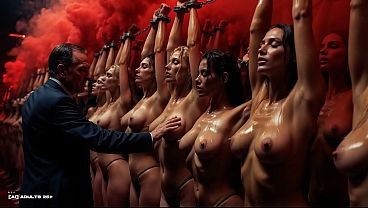[AI-generated] Sex Rave (watch with sound) | Obedient Slave Girls Store - Chained Women Body Inspection, Groping & Selection