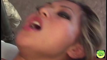 Hot blonde Asian gets get mouth filled with cum after hot doggy style fucking