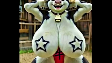 Furry Cow Woman Oppai Dancing