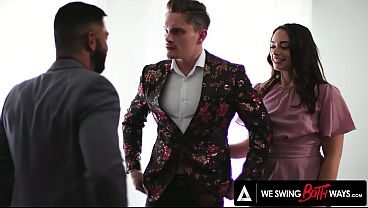 WE SWING BOTH WAYS - Perfect Bisexual DP And Cum Sharing During Hot Threesome
