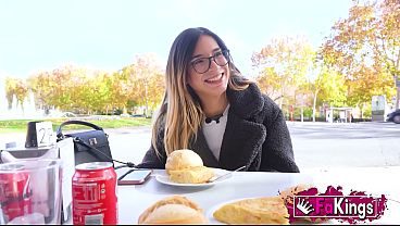 She's such a slut she needs two cocks. Megan Love, nerd influencer manhandled on FAKings