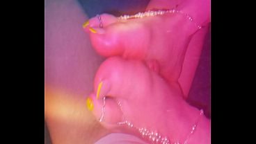 “My Hotwife Used Her Soft Feet ... He Exploded!!! Biggest Cumshot All Over Her Wedding Ring ”