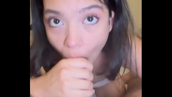 Hot brunette sucks my cock so hard