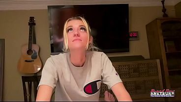 Skinny Blonde Hottie Sassy Gets Naked And Rubs Her Tits And A Hard Cock!