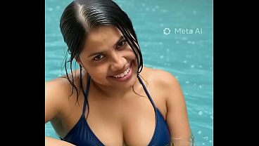 Hot girl chilling in pool