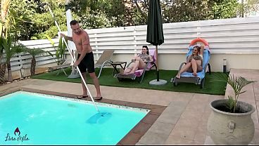POOLBOY VERFÜHRT?! SPERMAFRESSE FÜR FRECHE DREIER SCHLAMPEN!
