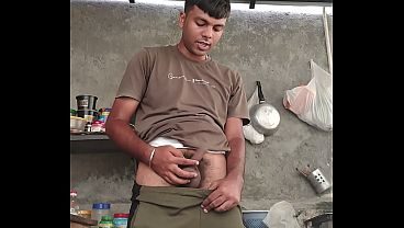 Indian solo boy rotating his small cock