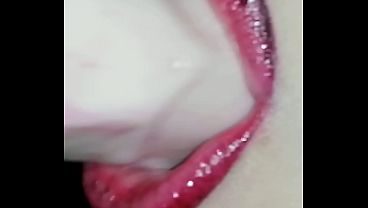Stepmom Super Pussy. Sensual Red Lipstick