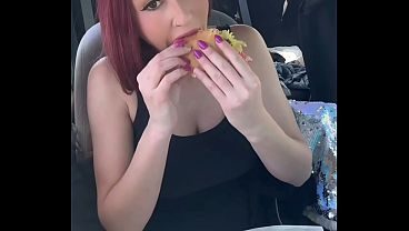 Italian Big tits Horny milf Artemisia Love eating in the car
