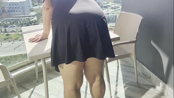 Hot milf tourist masturbates on the balcony and on the bed, hot wet pussy masturbation