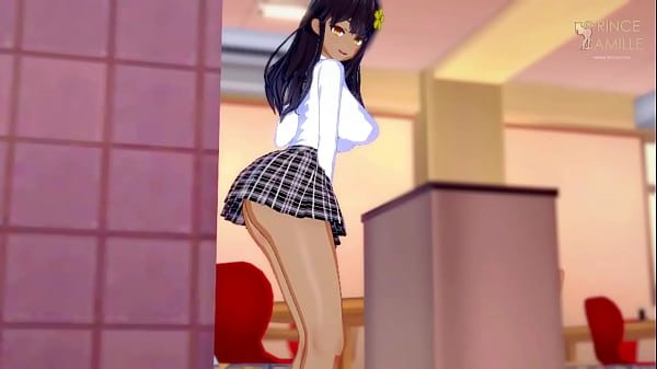 Anime girl horny brunette masturbates