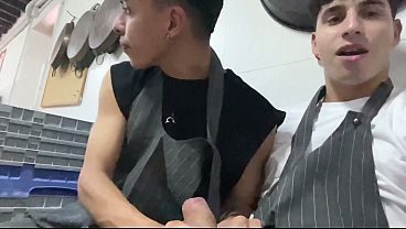 Submissive Latino in BDSM Cross Bondage, Rimming & Public Hotel Kitchen Sex