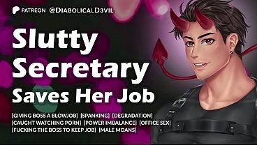 Slutty Secretary Saves Her Job By Working Overtime on Her Bosses' Cock || Male Moaning || MDom and Stern Talking || Male Moans || Diabolical D3vil