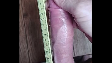 Big white cock, pumped and fat with cock ring get drained after session