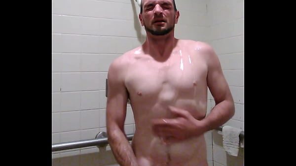 Wacking off in the locker room shower