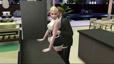 Empregada safada é fodida pelo chefe em casa. The Sims 4