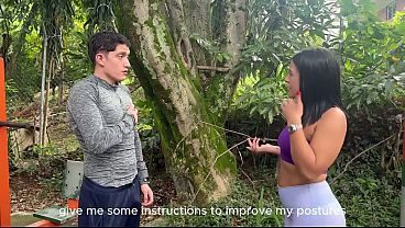 Nerd Boy meets a Colombian MILF in a public park and then fucks her at her house while her stepson watches