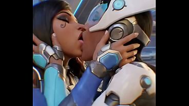 Pharah x Symmetra lesbian kissing (Overwatch/AI generated)