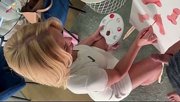 All natural big tits big ass hot MILF painter wants her model to masturbate for her own pleasure while painting him